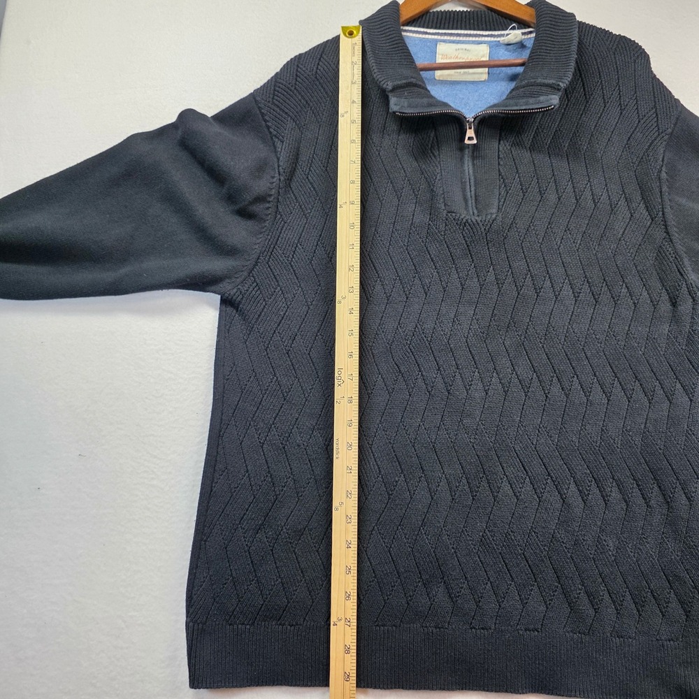 Weatherproof Vintage Men's 1/4 Zip Cotton Knit Sweater Pullover Navy Blue XXL - Picture 8 of 9